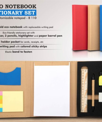 Power Plus - 3 fold Eco Notebook with stationary set