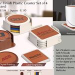 Power Plus - Leather finish Plastic coaster set of 4