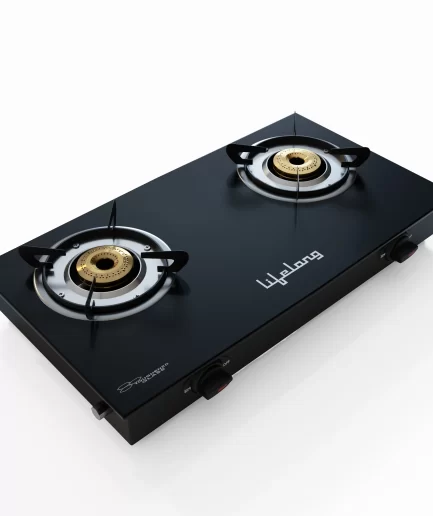 Lifelong - 2 Burner Glass Manual Gas Stove