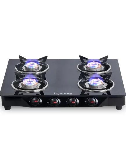 Lifelong - 4 Burner Glass Gas Stove