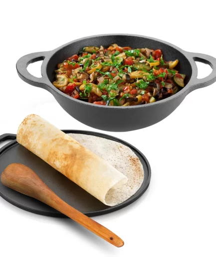 Lifelong - Cast Iron Dosa Tawa & Kadhai Set