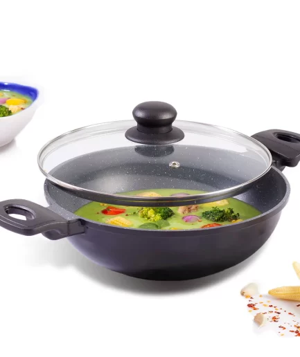 WONDERCHEF - Duralite Die-Cast Kadhai with Lid, 2.4 L, Grey