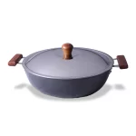 WONDERCHEF - Ebony Hard Anodized 28 cm Wok with Lid, 4.5 Litre, Black / Brown