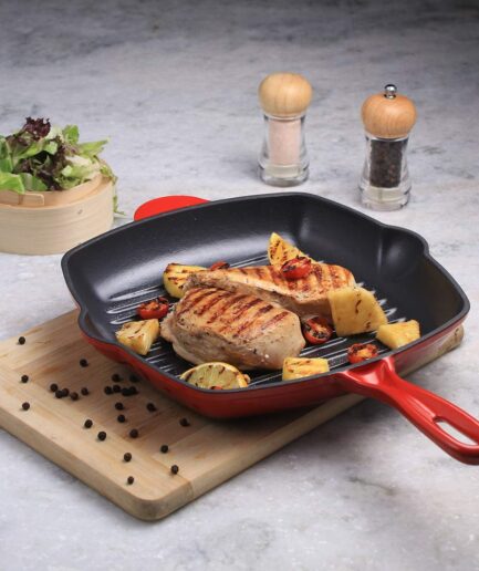 WONDERCHEF - Ferro Cast-iron 29.5 cm Grill Pan, 2.6L, 4.5 mm, Majolica Red