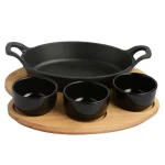 WONDERCHEF - Ferro Cast-iron Sizzler Plate With 3Pc Bowls with Wooden Base