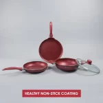 WONDERCHEF - Garnet Non-Stick Cookware Set of 4, Red