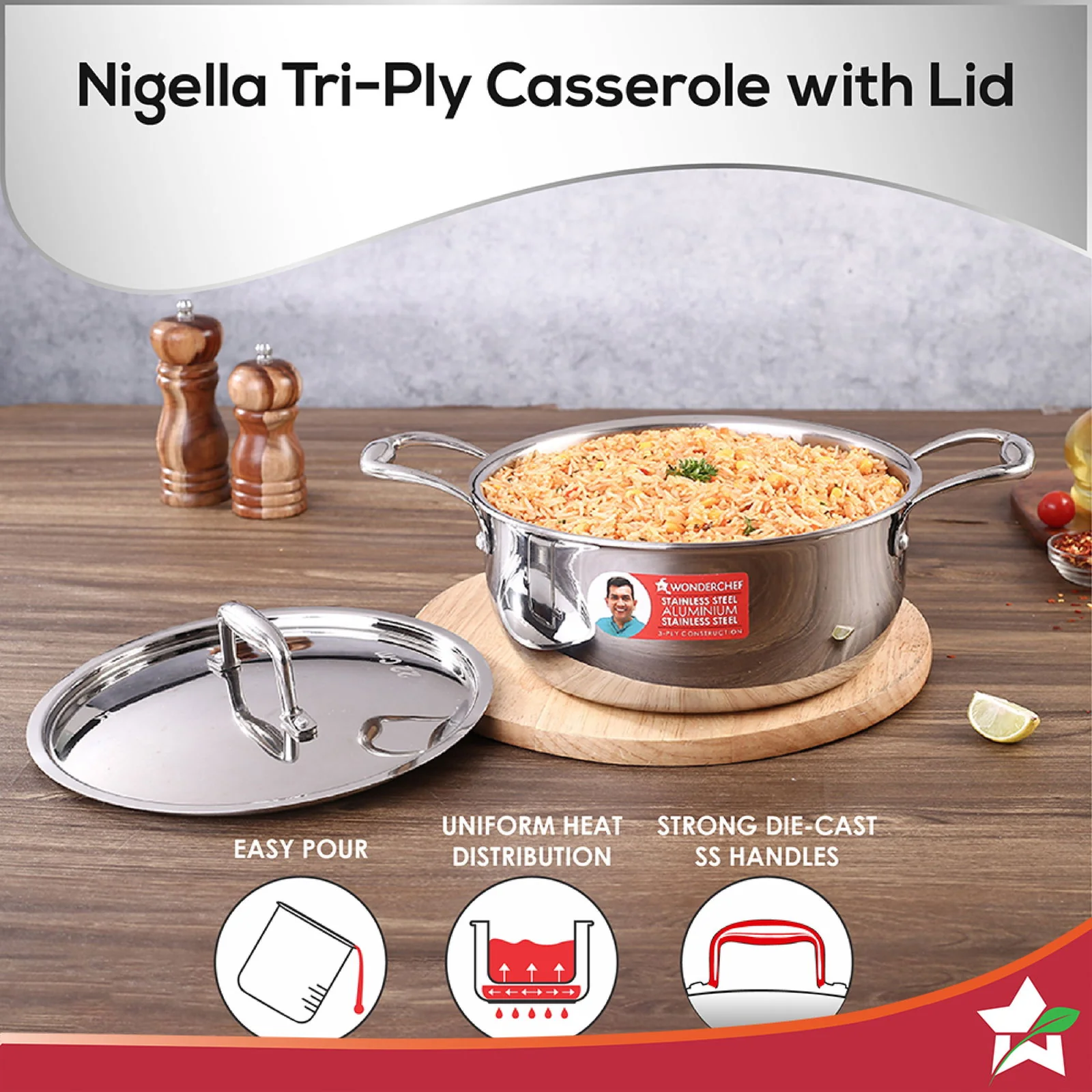 Nigella Tri-ply Stainless Steel 20 cm Casserole4