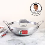 WONDERCHEF - Nigella Tri-ply Stainless Steel 24 cm Kadhai with Lid