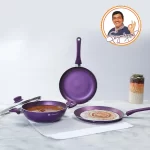 WONDERCHEF - Orchid Non-Stick Cookware 4 Piece Set , Kadhai with Glass Lid 2.7L, Purple