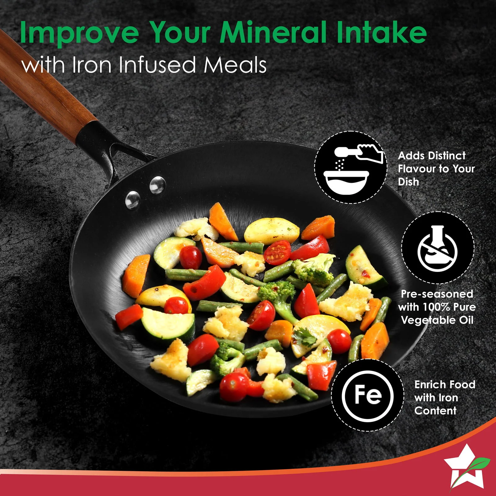 Pre-Seasoned Ferro Light 24cm Cast Iron Fry Pan3