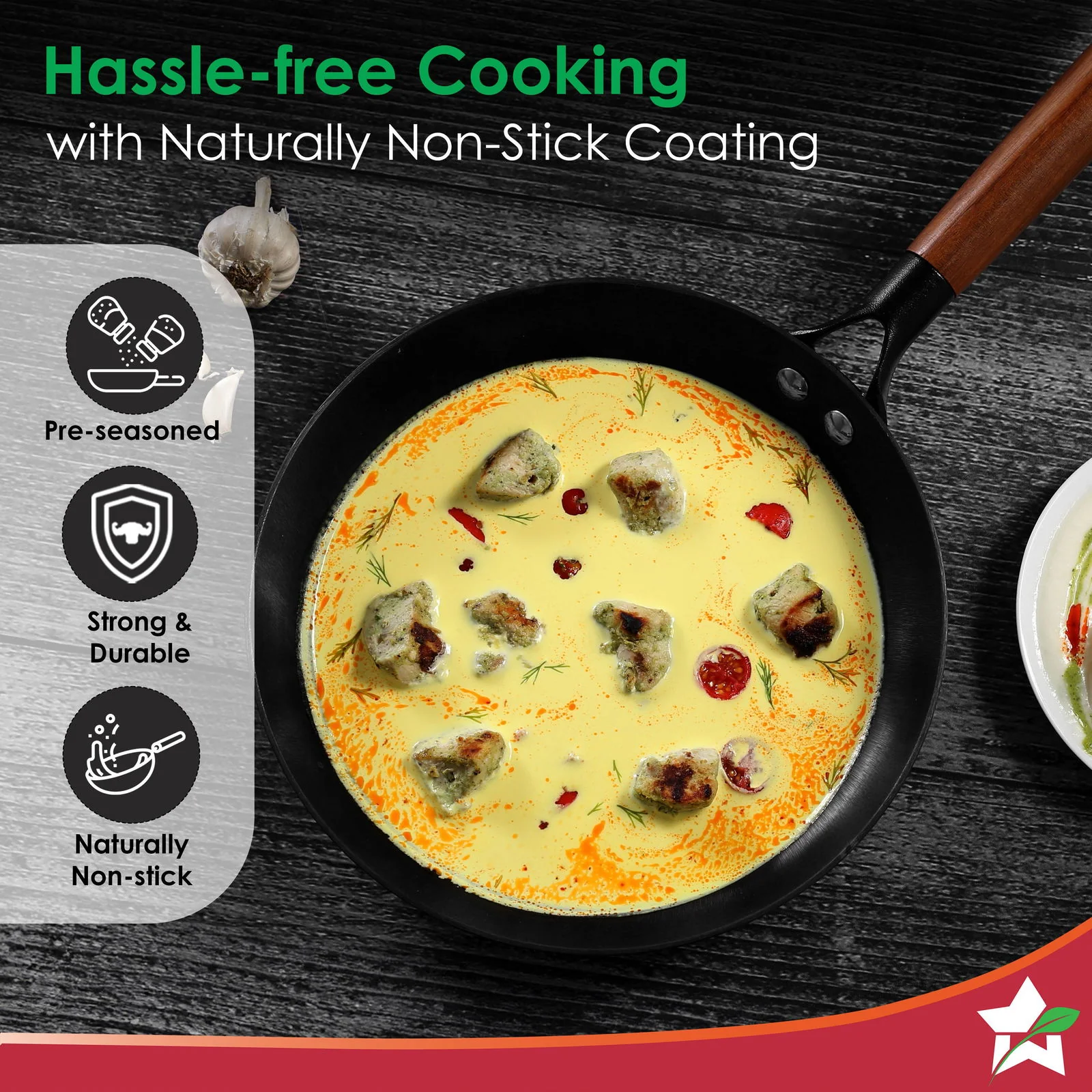 Pre-Seasoned Ferro Light 24cm Cast Iron Fry Pan4