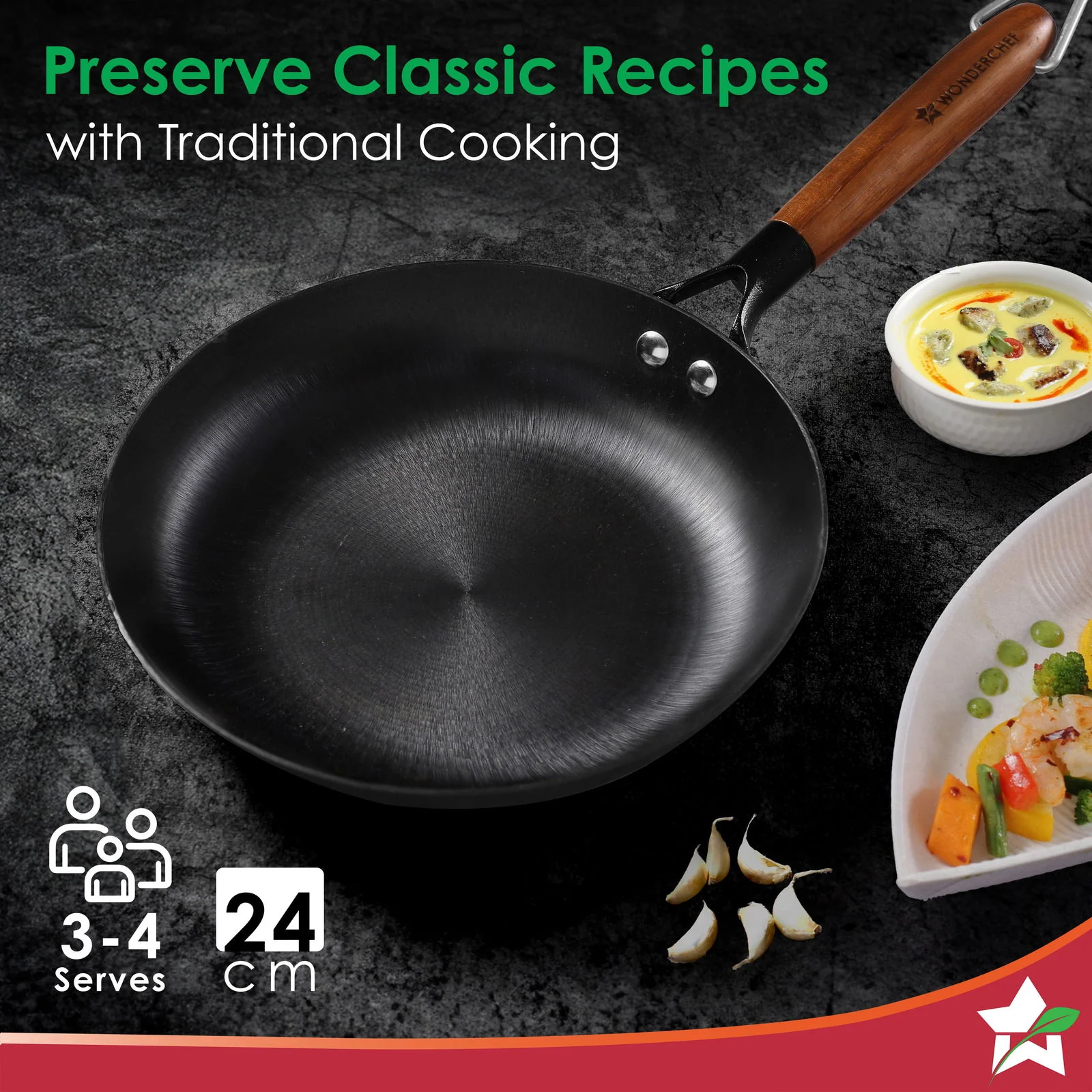 Pre-Seasoned Ferro Light 24cm Cast Iron Fry Pan7