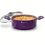 WONDERCHEF - Royal Velvet 24cm Casserole with Glass Lid I Induction Ready, Purple