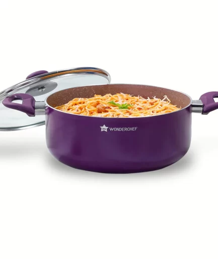 WONDERCHEF - Royal Velvet 24cm Casserole with Glass Lid I Induction Ready, Purple