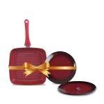 WONDERCHEF - Royal Velvet Grill Pan 24cm Red + Teramo Qtr. Plates Set of 2