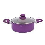 WONDERCHEF - Royal Velvet Non-stick 20 cm Aluminium Casserole with Lid, 2.5 Litres, Purple