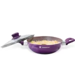 WONDERCHEF - Royal Velvet Non-stick 26cm Kadhai with Lid and Handles, Purple
