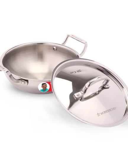 WONDERCHEF - Stella Triply Stainless Steel Kadhai with Lid