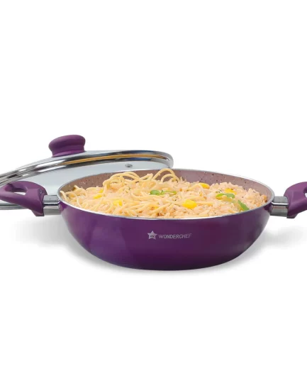 WONDERCHEF - Renewed Royal Velvet Non-stick 24cm Kadhai with Handles (without Lid)