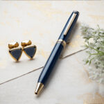 Sheaf-fer - Contemporary Ballpoint Pen with Shard Cufflinks in Blue & Gold