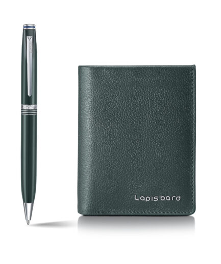 Sheaf-fer - Lapis Bard Contemporary Verdant Ballpoint Pen with Verdant Dual Compartment Wallet Gift Set