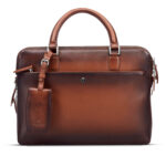 Sheaf-fer - Lapis Bard Ducorium Leather Chester Slim 14-inch Chrome Trims Laptop Business Bag - Cognac