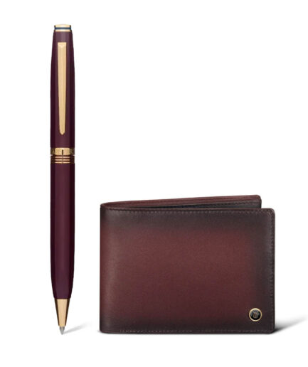 Sheaf-fer - Lapis Bard Gift Set Contemporary Ballpoint Pen with Ducorium Wallet Bordeaux with Gold Trims