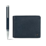 Sheaf-fer - Lapis Bard Gift Set Torque Artis Leather Ballpoint Pen and Stanford Saffiano Blue Wallet - Navy with Chrome Trims