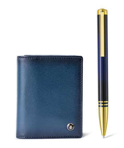 Sheaf-fer - Lapis Bard Gift Set Torque Ballpoint Pen with Ducorium Business Card Holder - Blue with Gold Trims