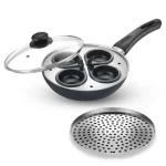 PRESTIGE - Omega Deluxe Granite Multi-Pan Cookware 20 cm, Egg poucher, Streamer with Glass Lid