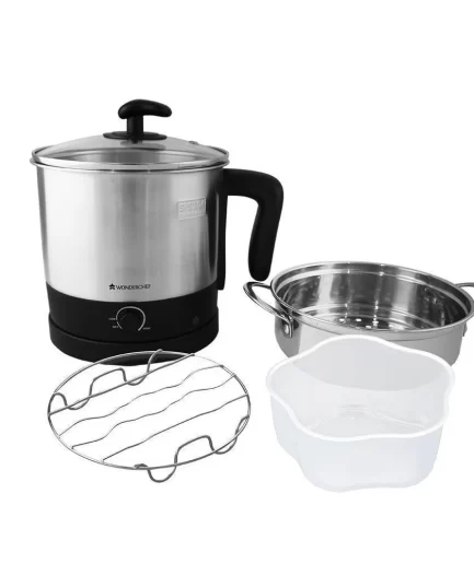 WONDERCHEF - Prato Multi-Cook Stainless Steel 1.6L Electric Kettle with Steamer, 600W