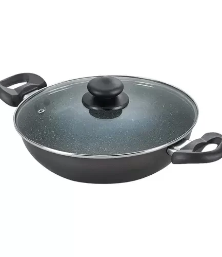 Prestige - Omega Deluxe Granite Non-stick Round Base Kadai (Black)