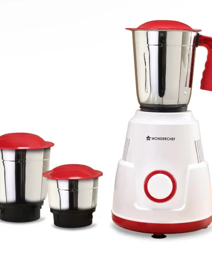 WONDERCHEF - Robo 500 W Mixer Grinder, 3 Stainless Steel Jars for Powerful Blending, Mixing, Grinding