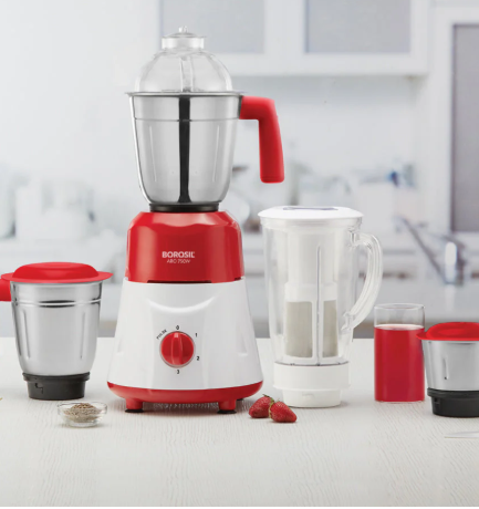 Borosil Aro 4 Jar Mixer Grinder - Red