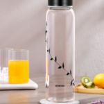 Borosil - Crysto Glass Bottle w SS Lid - Krip Black