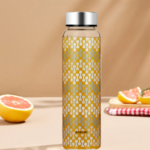 Borosil - Vista Glass Bottle w Wide Mouth, Silver Lid