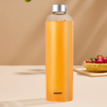 Borosil - Sintra Glass Bottle w Narrow Mouth, Silver Lid