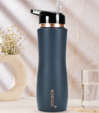 Borosil - Sipper Copper Bottle, Grey, 750 ml