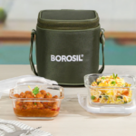 Borosil Eateasy Glass Lunchbox, Square x 2 (Tall)