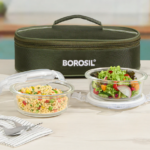 Borosil Eateasy Glass Lunchbox, Round x 2 (Flat)