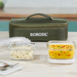 Borosil Eateasy Glass Lunchbox, Square x 2 (Flat)