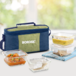 Borosil - Ace Aroma Glass Lunch Box, Square x 4 (Flat)