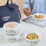 Borosil - Larah by Borosil Ziva Navy Lunchbox, Set of 4, Blue