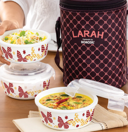 Borosil - Larah by Borosil Veera Orange Lunchbox, Set of 3