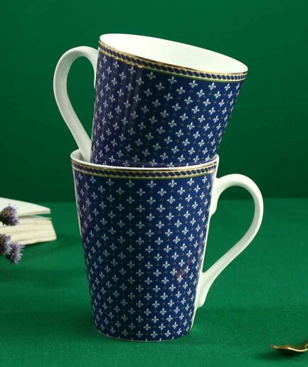 WONDERCHEF - Sicilia Fine Bone China Coffee Mug - Royal Blue - Set of 2 Pcs