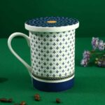 WONDERCHEF - Sicilia Fine Bone China Coffee Mug with Lid - Royal Blue - 1 pc