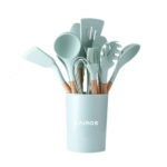 KAIROS - Silicone Cooking Spatula with Wooden Handle Set of 12 pcs