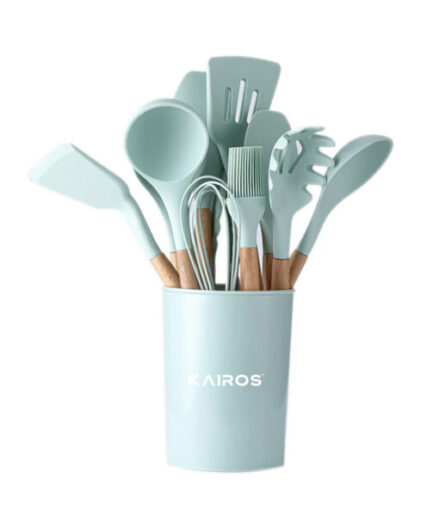 KAIROS - Silicone Cooking Spatula with Wooden Handle Set of 12 pcs