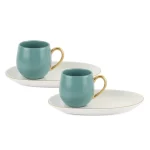 CELLO - Color Matt Orion Lush Green Cup & Saucer, Mirage Series, Set of 2