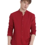 Rare Rabbit - MANDARIN COLLAR COTTON SOLID SHIRT